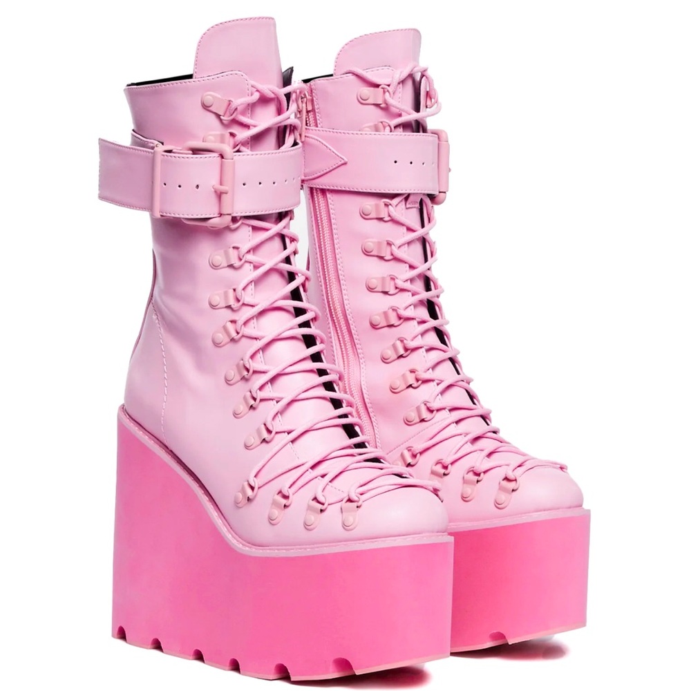 ✨🆕Dolls Kill x Sugar Thrillz Bubblegum Traitor Boots!BNIB!NEVER WORN!Size 8!🫧✨ - Picture 3 of 9